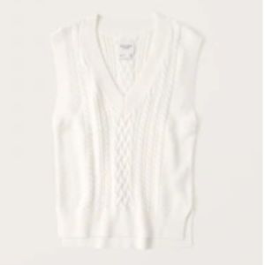 Abercrombie and Fitch Sweater Vest Cable Knit White